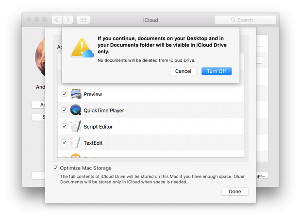 Die Meldung, die vor dem Abschalten von iCloud warnt (Screenshot: Golem.de)